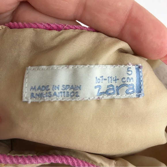 Zara dress sleeveless tan corduroy with purple flowers size 5 years - Picture 5 of 9
